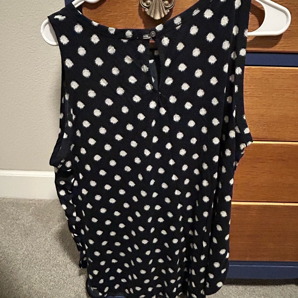 Polka Dot Sleeveless Top - Navy and White - Picture 4 of 5